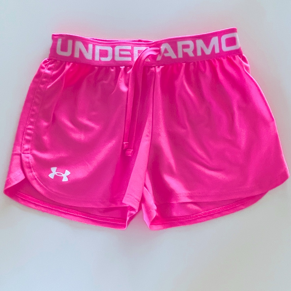 Under Armour Youth Girls Neon Pink Athletic Shorts Size Youth Medium